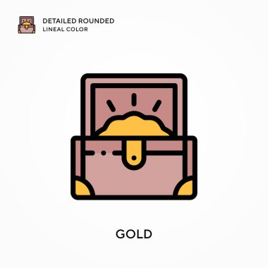 Altın sarısı yuvarlak çizgisel renk. Modern vektör illüstrasyon kavramları. Düzenlemesi ve kişiselleştirmesi kolay.