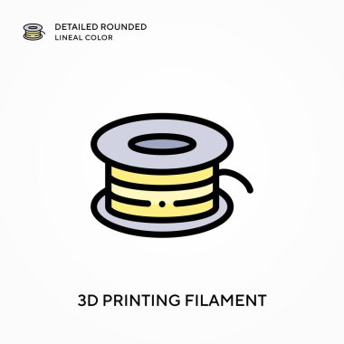 3D baskı ipliği ayrıntılı yuvarlak çizgisel renk. Modern vektör illüstrasyon kavramları. Düzenlemesi ve kişiselleştirmesi kolay.
