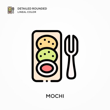Mochi ayrıntılı yuvarlak çizgisel renk. Modern vektör illüstrasyon kavramları. Düzenlemesi ve kişiselleştirmesi kolay.