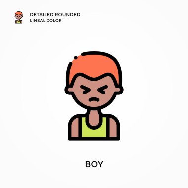 Oğlan yuvarlak çizgi rengini detaylandırdı. Modern vektör illüstrasyon kavramları. Düzenlemesi ve kişiselleştirmesi kolay.