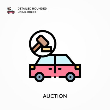 Açık arttırma yuvarlak çizgi rengini detaylandırdı. Modern vektör illüstrasyon kavramları. Düzenlemesi ve kişiselleştirmesi kolay.