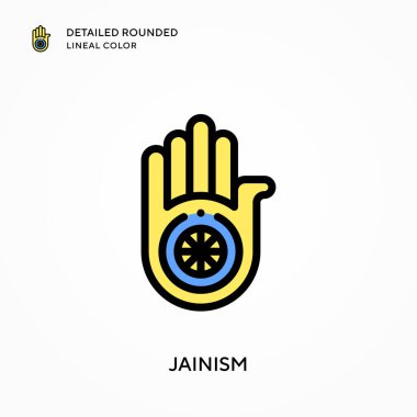 Jainizm yuvarlak çizgisel renkleri detaylı olarak açıklar. Modern vektör illüstrasyon kavramları. Düzenlemesi ve kişiselleştirmesi kolay.