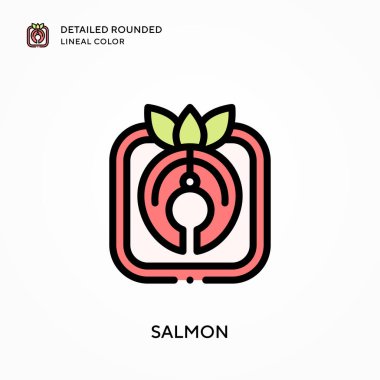 Somon ayrıntılı yuvarlak çizgisel renk. Modern vektör illüstrasyon kavramları. Düzenlemesi ve kişiselleştirmesi kolay.