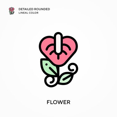 Çiçek detaylandırılmış yuvarlak çizgi rengi. Modern vektör illüstrasyon kavramları. Düzenlemesi ve kişiselleştirmesi kolay.