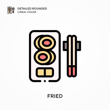 Kızarmış ayrıntılı yuvarlak çizgisel renk. Modern vektör illüstrasyon kavramları. Düzenlemesi ve kişiselleştirmesi kolay.