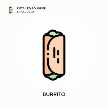 Burrito ayrıntılı yuvarlak çizgisel renk. Modern vektör illüstrasyon kavramları. Düzenlemesi ve kişiselleştirmesi kolay.