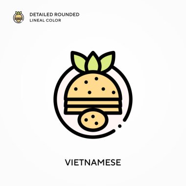 Vietnamca ayrıntılı yuvarlak çizgi rengi. Modern vektör illüstrasyon kavramları. Düzenlemesi ve kişiselleştirmesi kolay.