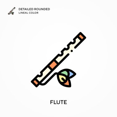 Flüt ayrıntılı yuvarlak çizgisel renk. Modern vektör illüstrasyon kavramları. Düzenlemesi ve kişiselleştirmesi kolay.
