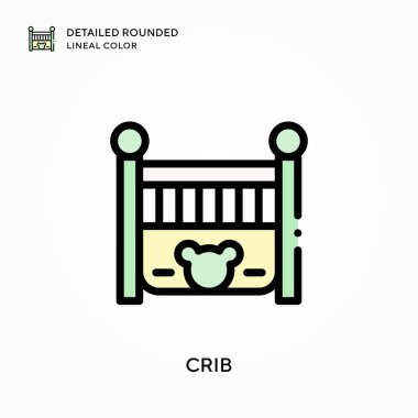 Beşik ayrıntılı yuvarlak çizgi rengi. Modern vektör illüstrasyon kavramları. Düzenlemesi ve kişiselleştirmesi kolay.