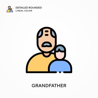 Büyükbabam yuvarlak çizgisel renkleri detaylıca anlattı. Modern vektör illüstrasyon kavramları. Düzenlemesi ve kişiselleştirmesi kolay.