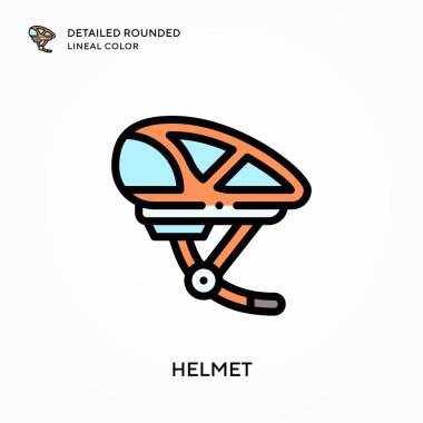 Miğfer ayrıntılı yuvarlak çizgisel renk. Modern vektör illüstrasyon kavramları. Düzenlemesi ve kişiselleştirmesi kolay.