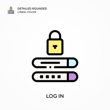 Ayrıntılı yuvarlak doğrusal renk girin. Modern vektör illüstrasyon kavramları. Düzenlemesi ve kişiselleştirmesi kolay.