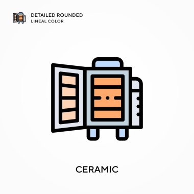 Seramik detaylı yuvarlak doğrusal renk. Modern vektör illüstrasyon kavramları. Düzenlemesi ve kişiselleştirmesi kolay.