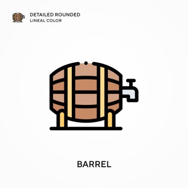 Fıçının ayrıntılı yuvarlak çizgisel rengi. Modern vektör illüstrasyon kavramları. Düzenlemesi ve kişiselleştirmesi kolay.