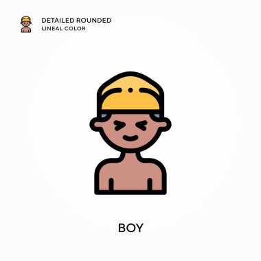 Oğlan yuvarlak çizgi rengini detaylandırdı. Modern vektör illüstrasyon kavramları. Düzenlemesi ve kişiselleştirmesi kolay.