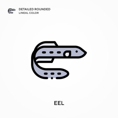 Yılan balığı ayrıntılı yuvarlak çizgisel renk. Modern vektör illüstrasyon kavramları. Düzenlemesi ve kişiselleştirmesi kolay.