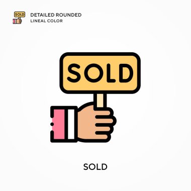 Ayrıntılı yuvarlak çizgi rengi satıldı. Modern vektör illüstrasyon kavramları. Düzenlemesi ve kişiselleştirmesi kolay.