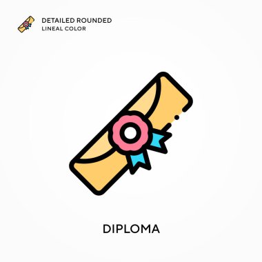 Diploma, yuvarlak çizgi rengini detaylandırmış. Modern vektör illüstrasyon kavramları. Düzenlemesi ve kişiselleştirmesi kolay.