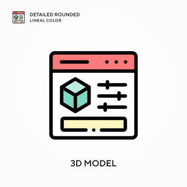 3D model ayrıntılı yuvarlak çizgisel renk. Modern vektör illüstrasyon kavramları. Düzenlemesi ve kişiselleştirmesi kolay.