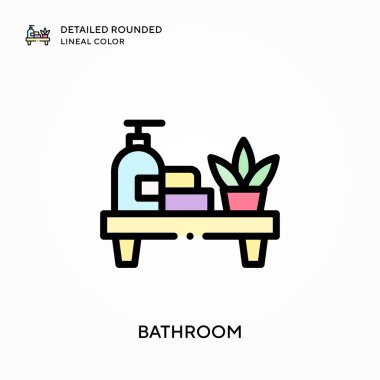 Tuvalet yuvarlak çizgi rengini detaylandırdı. Modern vektör illüstrasyon kavramları. Düzenlemesi ve kişiselleştirmesi kolay.