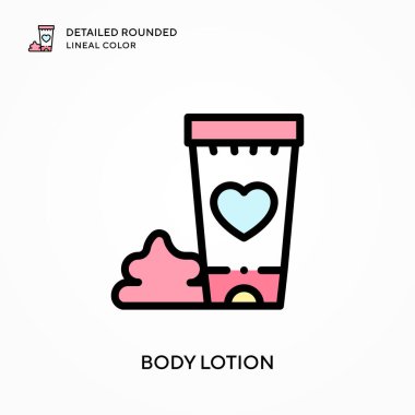 Vücut losyonu yuvarlak çizgi rengini detaylandırmış. Modern vektör illüstrasyon kavramları. Düzenlemesi ve kişiselleştirmesi kolay.