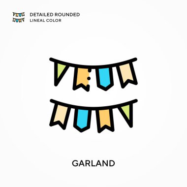 Çelenk detaylandırılmış yuvarlak çizgi rengi. Modern vektör illüstrasyon kavramları. Düzenlemesi ve kişiselleştirmesi kolay.