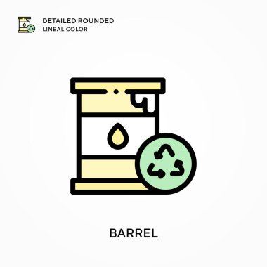 Fıçının ayrıntılı yuvarlak çizgisel rengi. Modern vektör illüstrasyon kavramları. Düzenlemesi ve kişiselleştirmesi kolay.