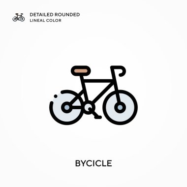 Bycicle ayrıntılı yuvarlak çizgisel renk. Modern vektör illüstrasyon kavramları. Düzenlemesi ve kişiselleştirmesi kolay.