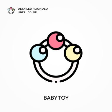 Bebek oyuncağı yuvarlak çizgi rengini detaylandırmış. Modern vektör illüstrasyon kavramları. Düzenlemesi ve kişiselleştirmesi kolay.