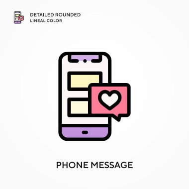 Telefon mesajı yuvarlak çizgi rengini detaylandırdı. Modern vektör illüstrasyon kavramları. Düzenlemesi ve kişiselleştirmesi kolay.