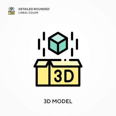 3D model ayrıntılı yuvarlak çizgisel renk. Modern vektör illüstrasyon kavramları. Düzenlemesi ve kişiselleştirmesi kolay.
