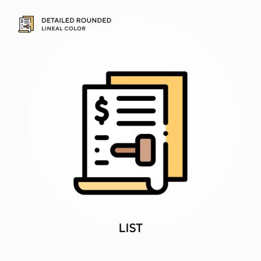 Ayrıntılı yuvarlak çizgi rengini listele. Modern vektör illüstrasyon kavramları. Düzenlemesi ve kişiselleştirmesi kolay.