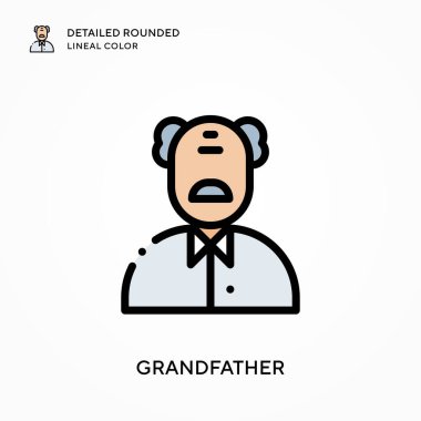 Büyükbabam yuvarlak çizgisel renkleri detaylıca anlattı. Modern vektör illüstrasyon kavramları. Düzenlemesi ve kişiselleştirmesi kolay.