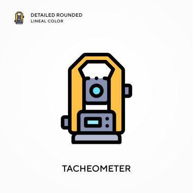 Tacheometre ayrıntılı yuvarlak çizgisel renk. Modern vektör illüstrasyon kavramları. Düzenlemesi ve kişiselleştirmesi kolay.