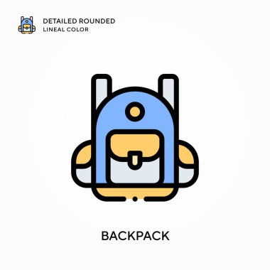 Sırt çantası ayrıntılı yuvarlak çizgisel renk. Modern vektör illüstrasyon kavramları. Düzenlemesi ve kişiselleştirmesi kolay.