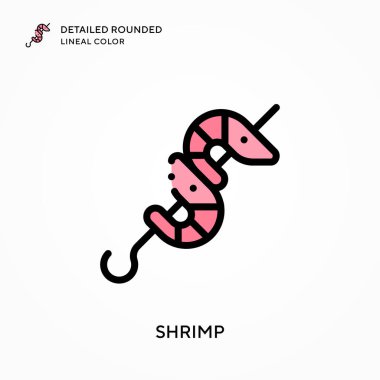 Karides ayrıntılı yuvarlak çizgisel renk. Modern vektör illüstrasyon kavramları. Düzenlemesi ve kişiselleştirmesi kolay.
