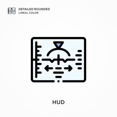 Hud ayrıntılı yuvarlak çizgisel renk. Modern vektör illüstrasyon kavramları. Düzenlemesi ve kişiselleştirmesi kolay.