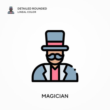 Sihirbaz yuvarlak çizgi rengini detaylandırdı. Modern vektör illüstrasyon kavramları. Düzenlemesi ve kişiselleştirmesi kolay.