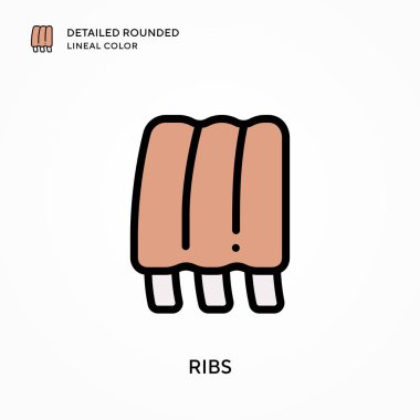 Kaburgalar yuvarlak çizgi rengini detaylandırmış. Modern vektör illüstrasyon kavramları. Düzenlemesi ve kişiselleştirmesi kolay.