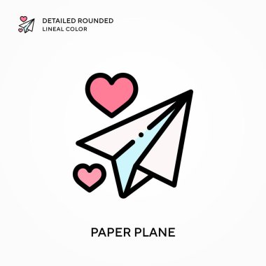 Kağıt uçak yuvarlak çizgi rengini detaylandırmış. Modern vektör illüstrasyon kavramları. Düzenlemesi ve kişiselleştirmesi kolay.