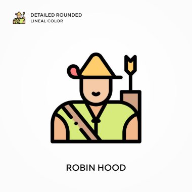 Robin Hood yuvarlak çizgi rengini detaylandırdı. Modern vektör illüstrasyon kavramları. Düzenlemesi ve kişiselleştirmesi kolay.