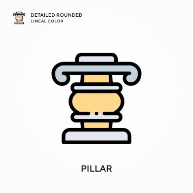 Sütun detaylı yuvarlak çizgisel renk. Modern vektör illüstrasyon kavramları. Düzenlemesi ve kişiselleştirmesi kolay.