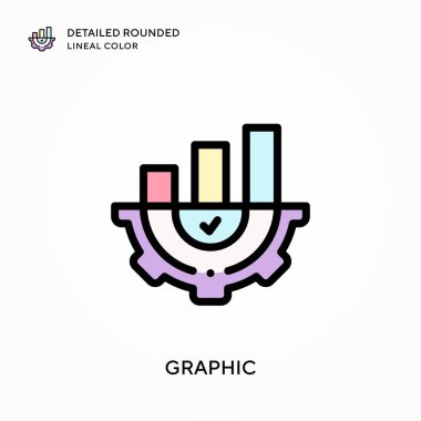 Grafik detaylı yuvarlak çizgisel renk. Modern vektör illüstrasyon kavramları. Düzenlemesi ve kişiselleştirmesi kolay.