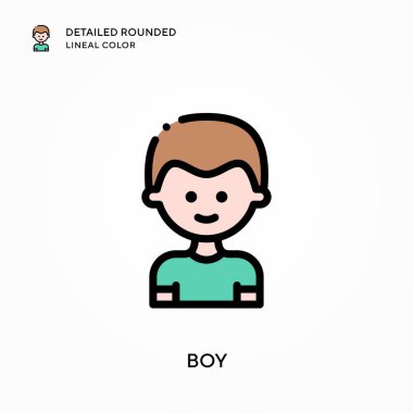 Oğlan yuvarlak çizgi rengini detaylandırdı. Modern vektör illüstrasyon kavramları. Düzenlemesi ve kişiselleştirmesi kolay.