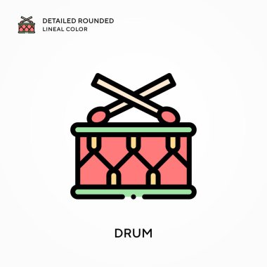 Davul ayrıntılı yuvarlak çizgisel renk. Modern vektör illüstrasyon kavramları. Düzenlemesi ve kişiselleştirmesi kolay.