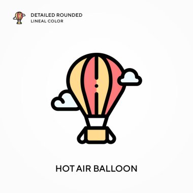 Sıcak hava balonu yuvarlak çizgi rengini detaylandırdı. Modern vektör illüstrasyon kavramları. Düzenlemesi ve kişiselleştirmesi kolay.