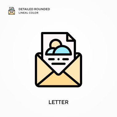 Harf ayrıntılı yuvarlak çizgisel renk. Modern vektör illüstrasyon kavramları. Düzenlemesi ve kişiselleştirmesi kolay.