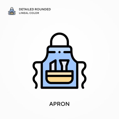 Önlük ayrıntılı yuvarlak çizgisel renk. Modern vektör illüstrasyon kavramları. Düzenlemesi ve kişiselleştirmesi kolay.