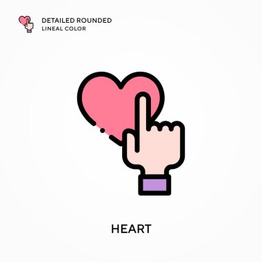 Kalp detaylı yuvarlak çizgisel renk. Modern vektör illüstrasyon kavramları. Düzenlemesi ve kişiselleştirmesi kolay.