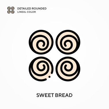 Tatlı ekmek detaylandırılmış yuvarlak çizgisel renk. Modern vektör illüstrasyon kavramları. Düzenlemesi ve kişiselleştirmesi kolay.